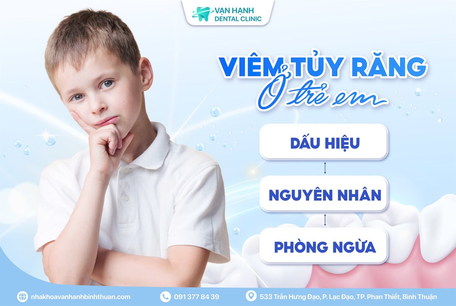 VIÊM TUỶ RĂNG Ở TRẺ EM: NGUYÊN NHÂN, DẤU HIỆU VÀ CÁCH PHÒNG NGỪA